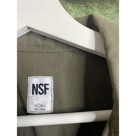 NSF Womens Small Army Green Button Front Twill Corset Jacket Front Pockets - Picture 3 of 4